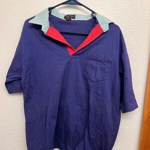 Classic Navy Polo Shirt with Red and Blue Collar